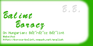 balint borocz business card